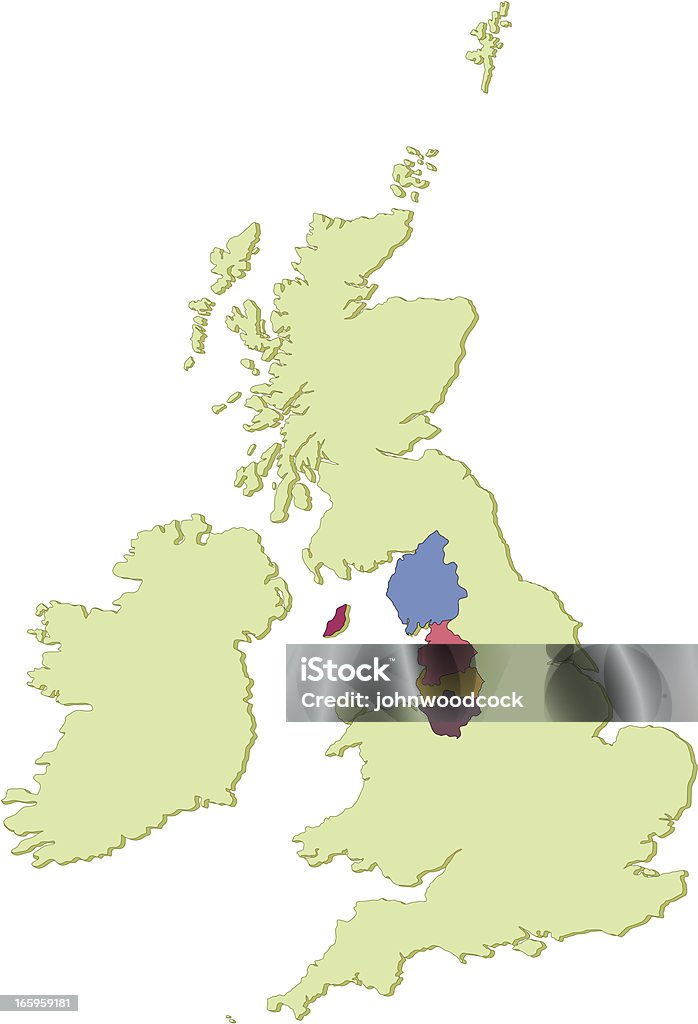 Reino Unido, mapa de los condados de North West - arte vectorial de Mapa libre de derechos