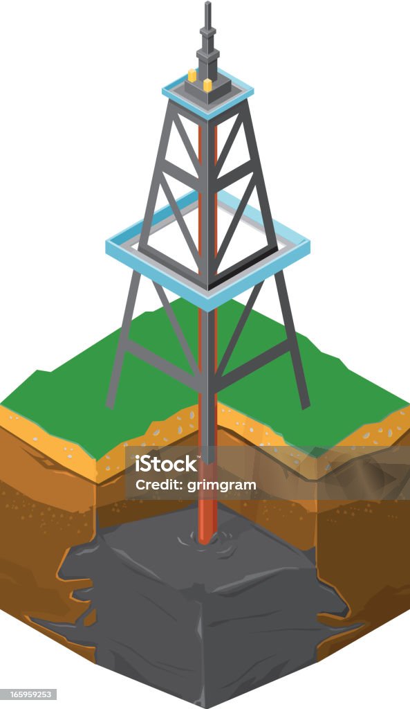 Бурение на нефть - Векторная графика Изометрическая проекция роялти-фри