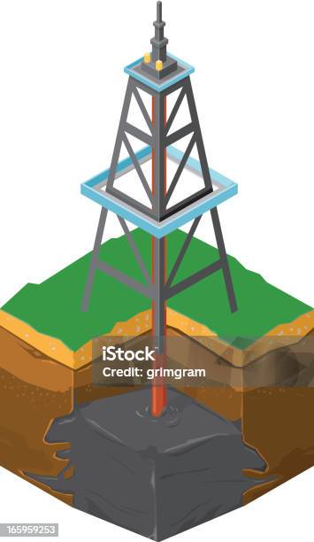 Бурение На Нефть — стоковая векторная графика и другие изображения на тему Изометрическая проекция - Изометрическая проекция, Подземный, Почва