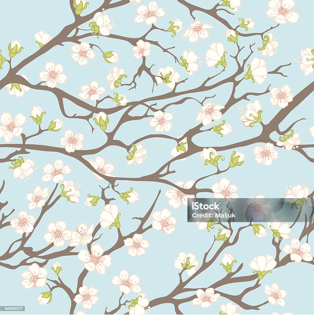 Frühling Nahtlose Muster - Lizenzfrei Kirschblüte Vektorgrafik