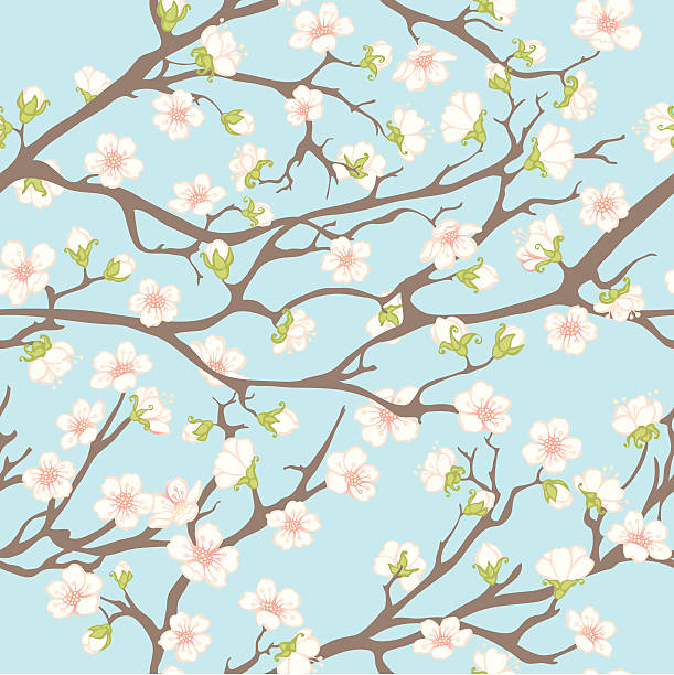 frühling nahtlose muster - flower spring cherry blossom blossom stock-grafiken, -clipart, -cartoons und -symbole