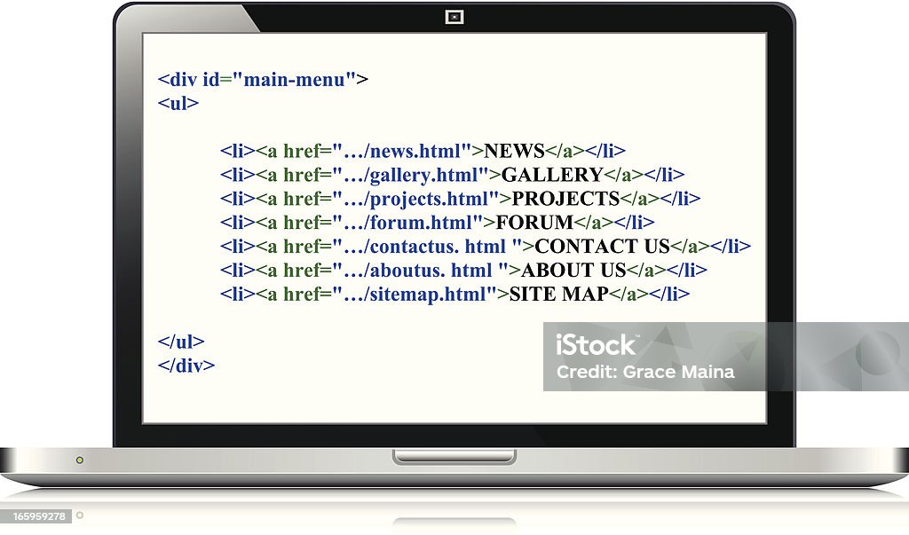 Laptop With Html Code Vector Stock Illustration - Download Image Now ...