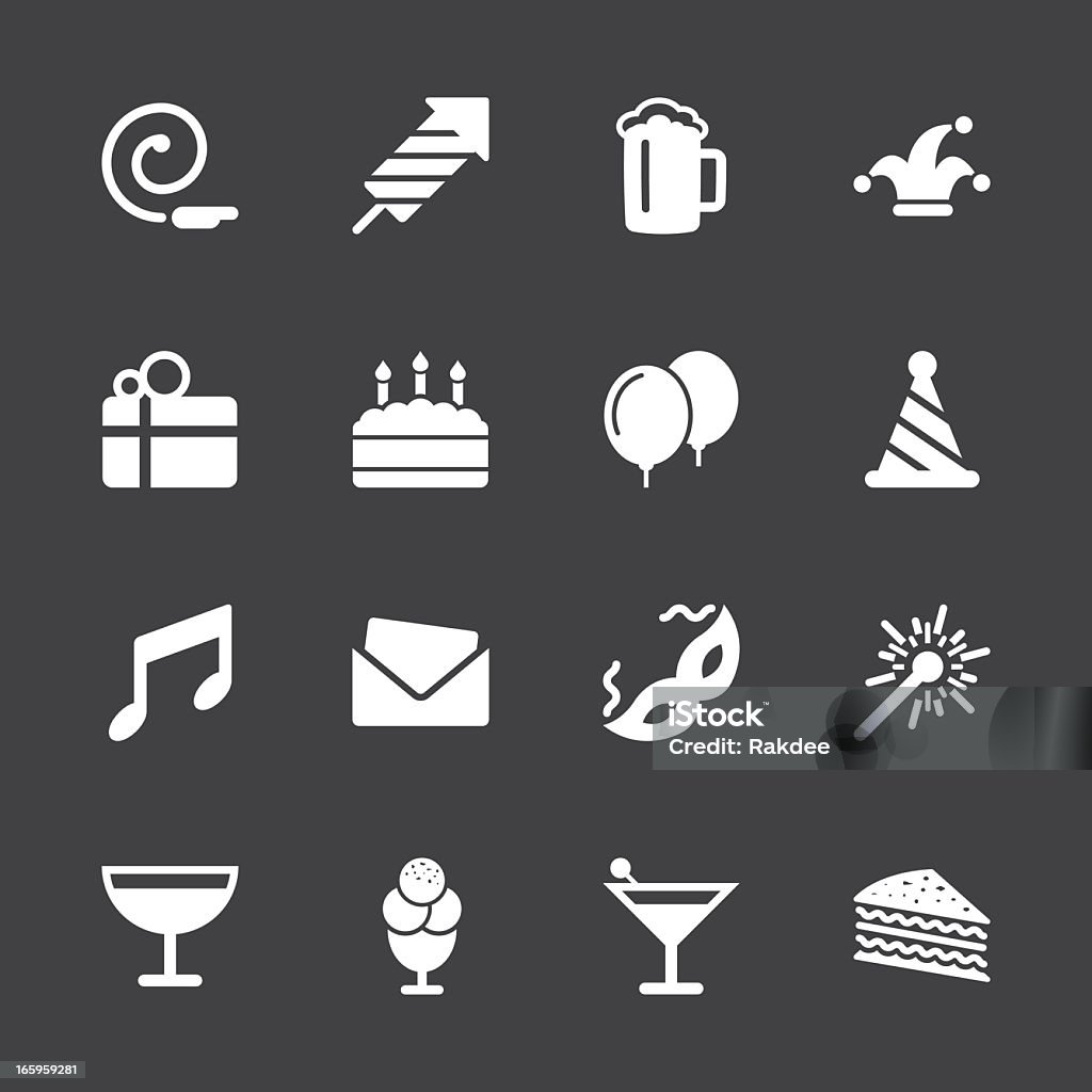 Des célébrations d'anniversaire Party/série d'icônes-Blanc EPS10 - clipart vectoriel de Blanc libre de droits