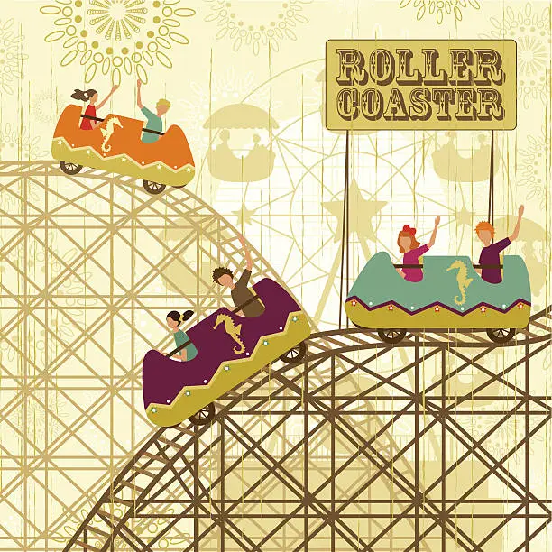 Vector illustration of Vintage roller coster