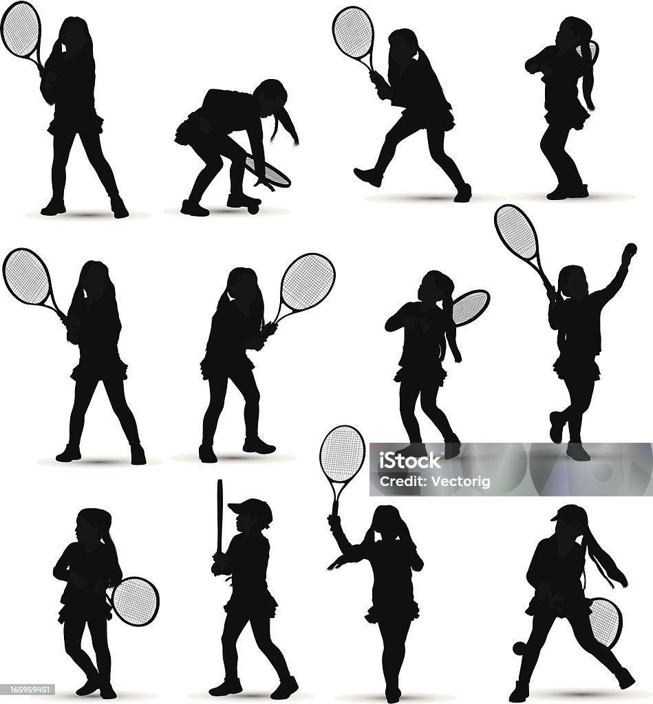 Menina jogar ténis - Royalty-free Ténis - Desporto com Raqueta arte vetorial