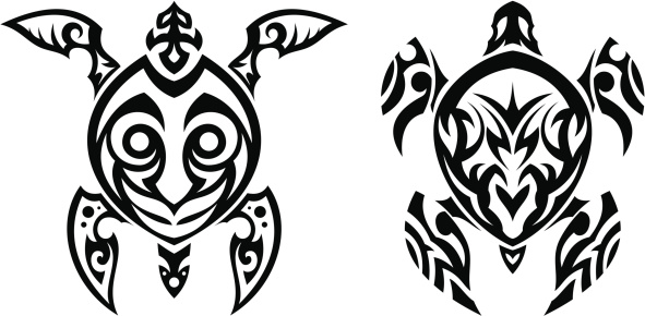 Turtle tattoo in two variants each on separate layer. Ready for vinyl cutting.