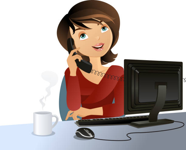 Woman Talking on Phone vector art illustration