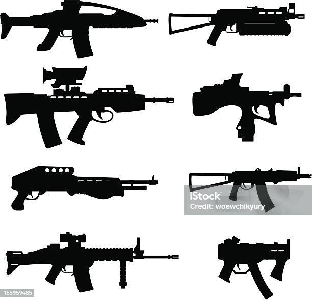 Vettore Moderno Arma - Immagini vettoriali stock e altre immagini di Aggressione - Aggressione, Air soft gun, Arma da fuoco