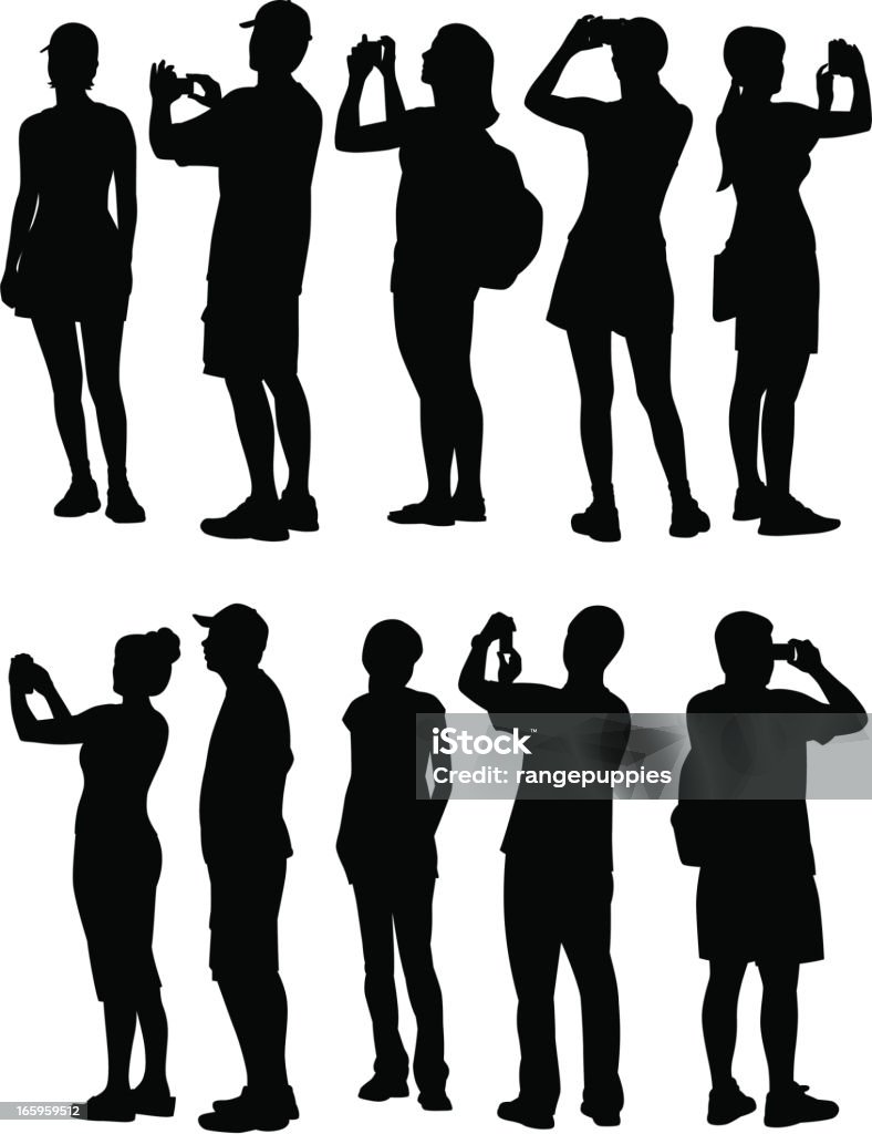 Tourists A collection of tourists in silhouette. In Silhouette stock vector