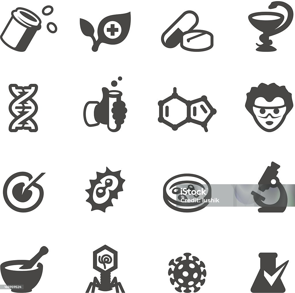 Mobico iconos de farmacología - arte vectorial de Célula libre de derechos