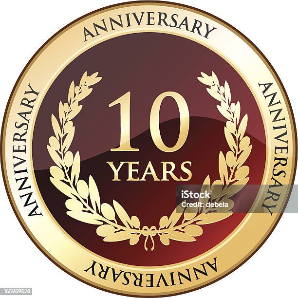 10 Jahre Jubiläum Golden Shield Stock Vektor Art und mehr Bilder von 10-11 Jahre - 10-11 Jahre, Jahrestag, 10. Jahrestag