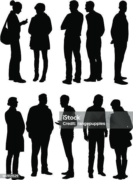 February People Stock Illustration - Download Image Now - In Silhouette, People, Talking