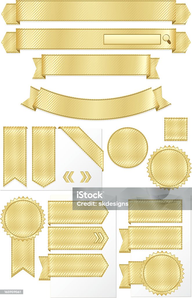 Metálico brilhante ouro fitas, conjunto de Banners verticais - Royalty-free Dourado - Cores arte vetorial