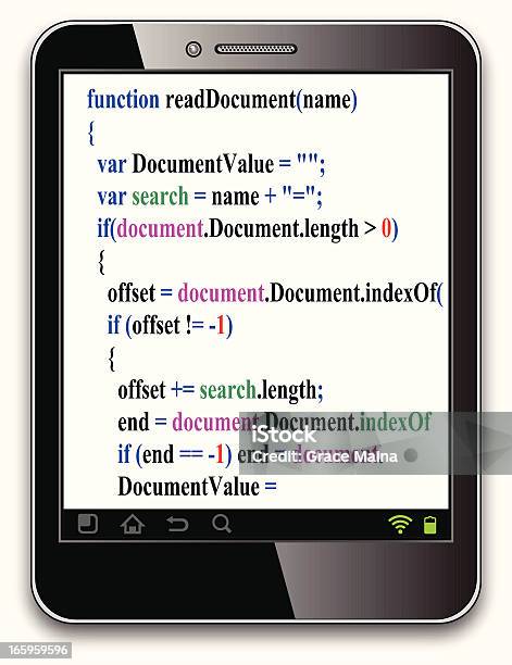 Tablet Script Code Tablet With Javascript Code Vector Stock Illustration - Download Image ...