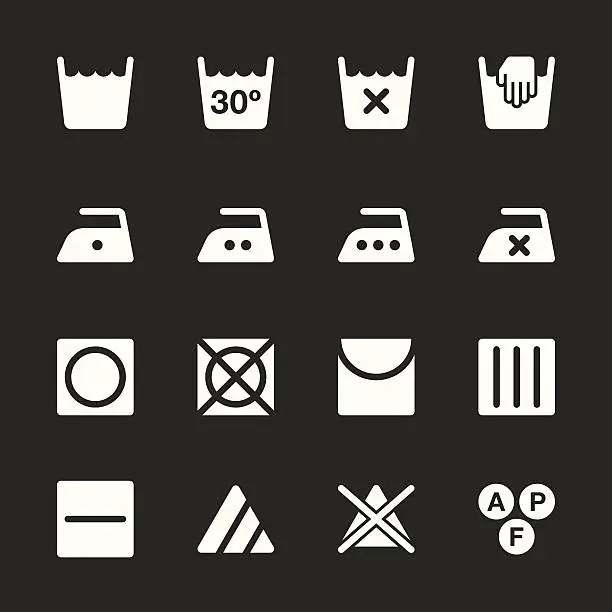 Vector illustration of Laundry Sign Icons Set 1 - White Series | EPS10