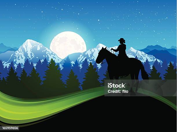 Western Jazda Konna Tle - Stockowe grafiki wektorowe i więcej obrazów Dziki Zachód - Dziki Zachód, Kobiety, Kowboj