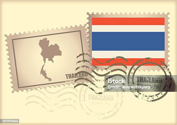 Почтовая Марка Таиланд — стоковая векторная графика и другие изображения на тему Почтовый штемпель - Почтовый штемпель, Таиланд, Азия
