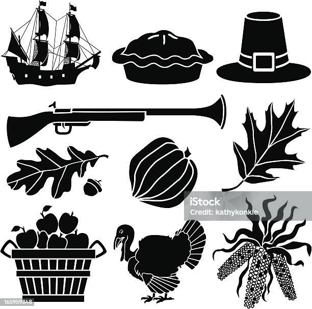 Thanksgiving Icons Stock Illustration - Download Image Now - Thanksgiving - Holiday, The Mayflower, Cut Out