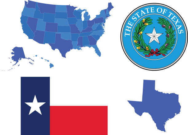 ilustraciones, imágenes clip art, dibujos animados e iconos de stock de el estado de texas - state seal