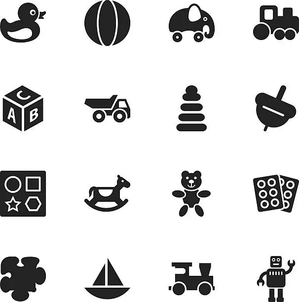 Vector illustration of Toys Silhouette Icons