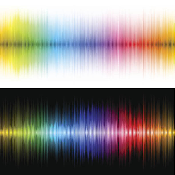 illustrazioni stock, clip art, cartoni animati e icone di tendenza di sfondi arcobaleno soundwave - spectrum rainbow abstract black background