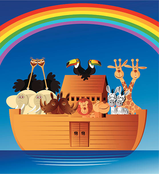 noah "s ark - elephant water vector animals in the wild stock-grafiken, -clipart, -cartoons und -symbole