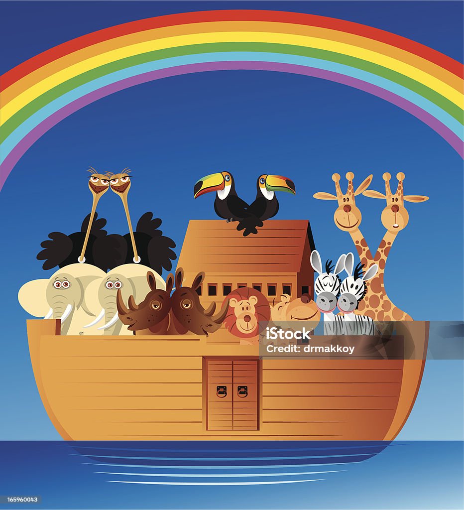 Noahs Ark Stock Illustration - Download Image Now - Cartoon, Lion - Feline,  Rainbow - iStock