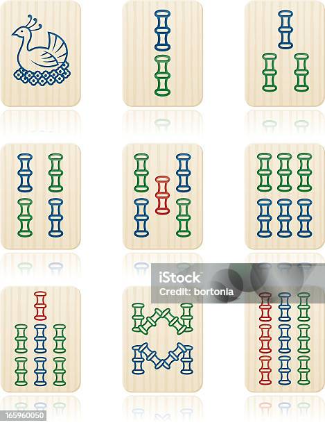 Mahjong Odpowiada Bambus Płytki - Stockowe grafiki wektorowe i więcej obrazów Mahjong - Mahjong, Bez ludzi, Gra