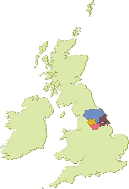 UK Yorkshire and Humberside map A map of the United Kingdom, showing the 4 counties  that make up the Yorkshire region. humberside stock illustrations