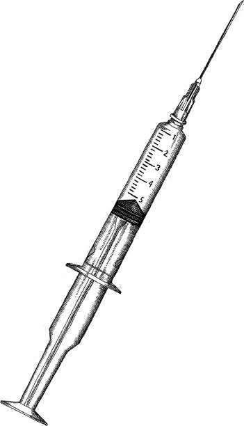 주사기 - syringe injecting vaccination healthcare and medicine stock illustrations