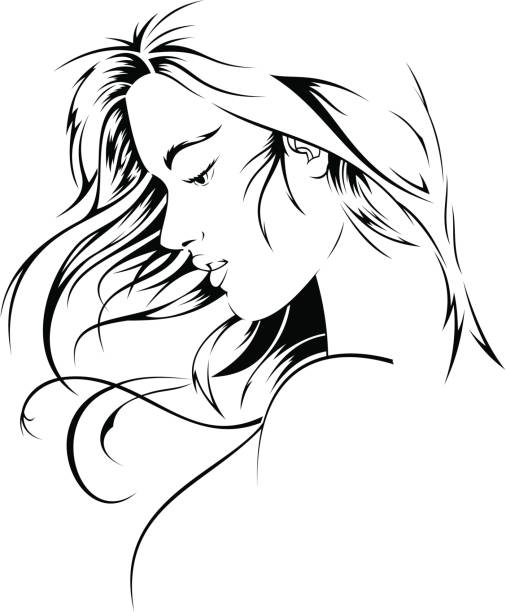 девушка, - women human face sensuality human eye stock illustrations