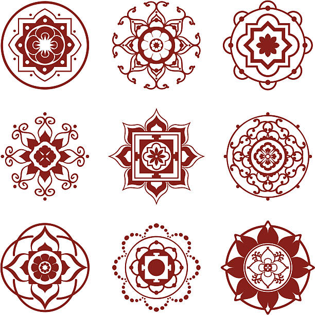 Mehndi Mini Mandalas vector art illustration