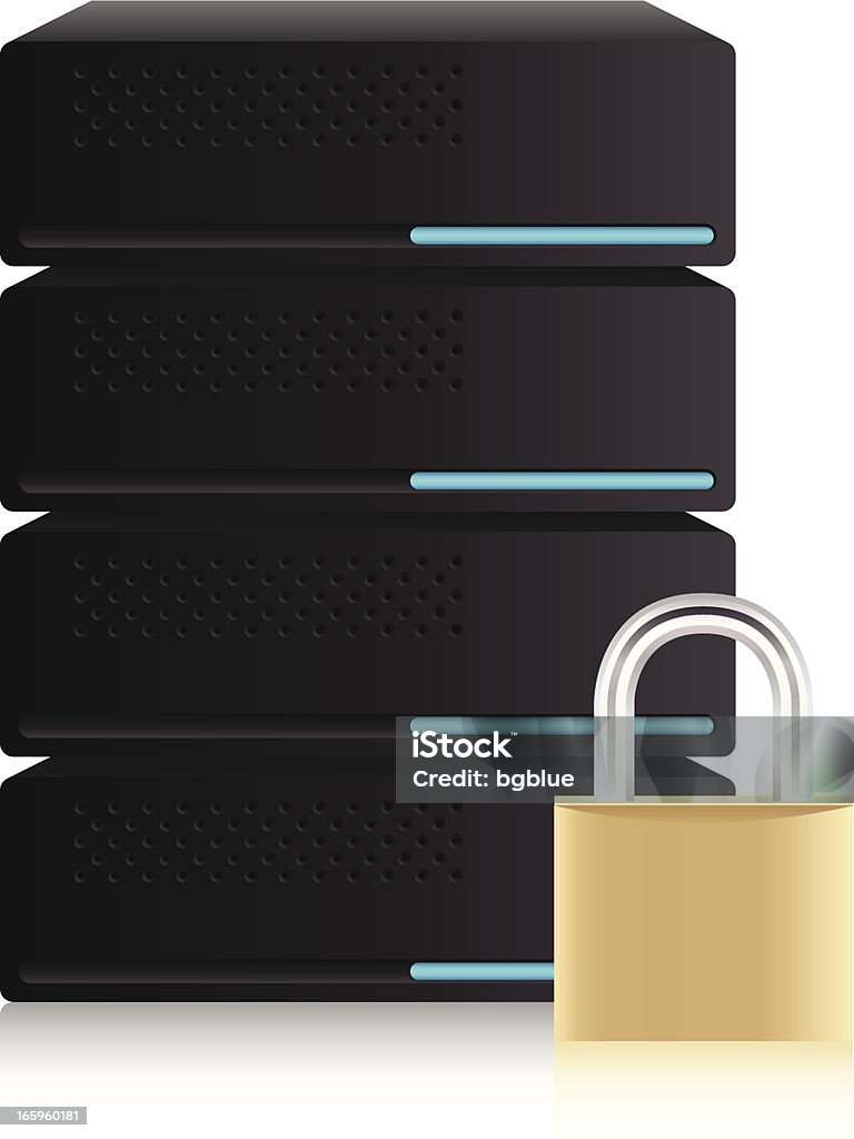 Bezpiecznego serwera i bazy danych, Koncepcja bezpieczeństwa - Grafika wektorowa royalty-free (Baza danych)