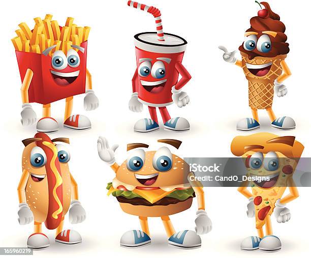 Fast Food Characters 6 In 1 Stock Illustration - Download Image Now -  Cartoon, Hot Dog, French Fries - iStock