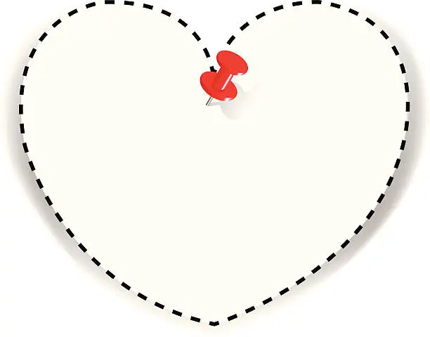 Vector illustration of Heart Coupon With Tack