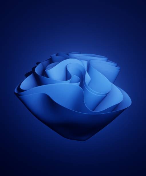 istock 3d render. Background with a blue object in the form of a flower. 1659602383