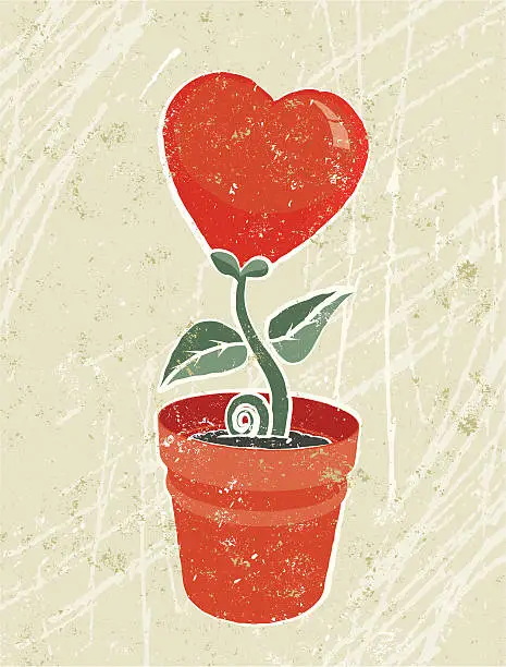 Vector illustration of Small seedling with Heart Flower