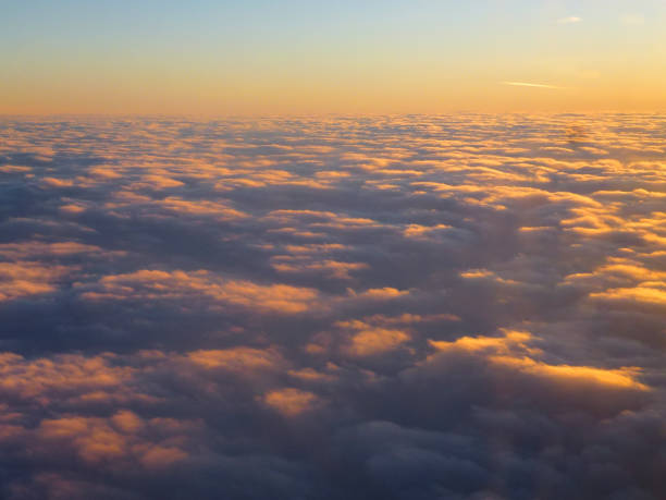 istock Thick curly evening clouds to the horizon under a clear sky. Natural landscape 1659602941
