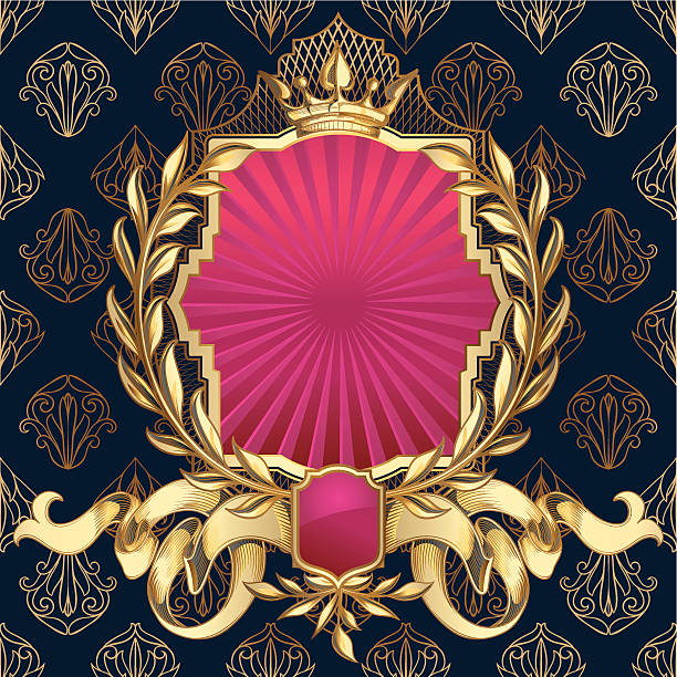 装飾エンブレム - baroque style wallpaper pink retro revival点のイラスト素材／クリップアート素材／マンガ素材／アイコン素材