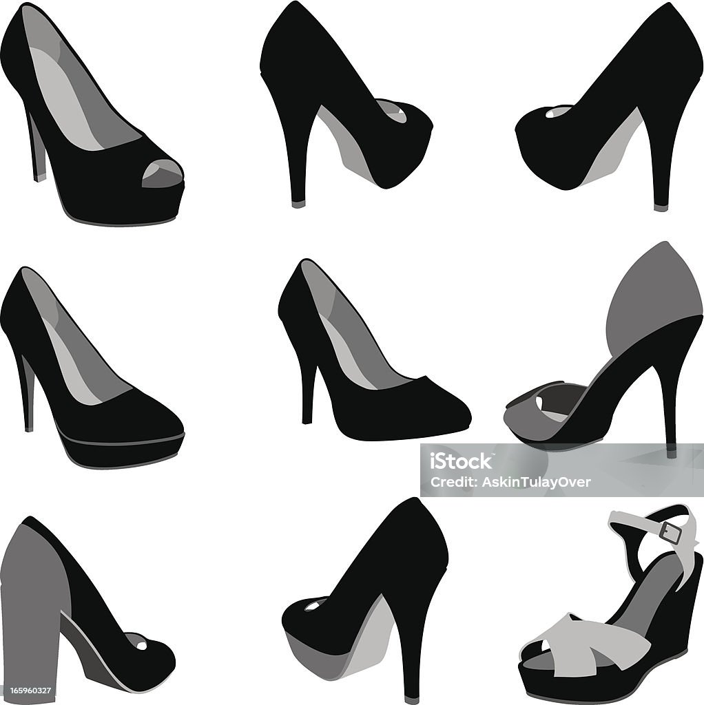 Zapatos de mujer - arte vectorial de Tacones altos libre de derechos