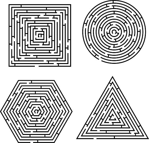 illustrations, cliparts, dessins animés et icônes de labyrinthe polygon - labyrinthe
