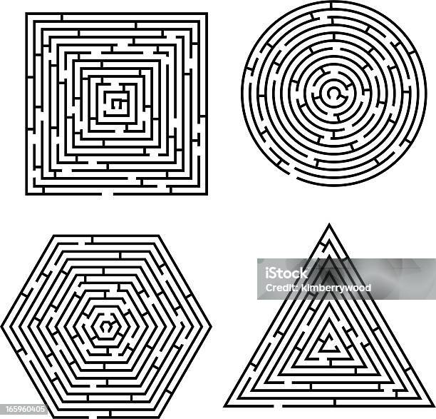 Labirinto Polygon - Immagini vettoriali stock e altre immagini di Labirinto - Labirinto, Cerchio, Vettoriale