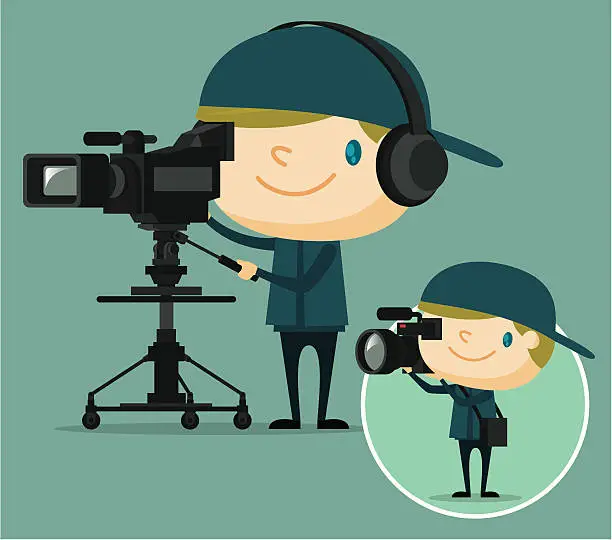 Vector illustration of TV camera operator