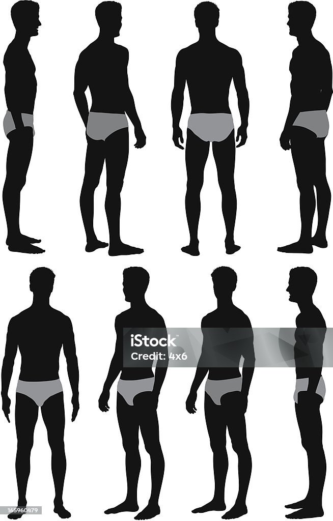 Plusieurs Images d'homme pose en sous-vêtements - clipart vectoriel de Adulte libre de droits