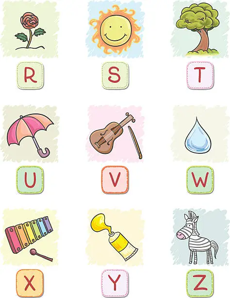 Vector illustration of Cartoon alphabet R to Z collection