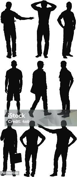 Nombreux Silhouette De Jeune Homme Vecteurs libres de droits et plus d'images vectorielles de Adulte - Adulte, Cadrage en pied, Contour