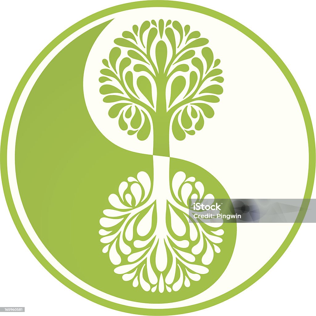 Yin Yang green tree - Grafika wektorowa royalty-free (Symbol Yin i Yang)