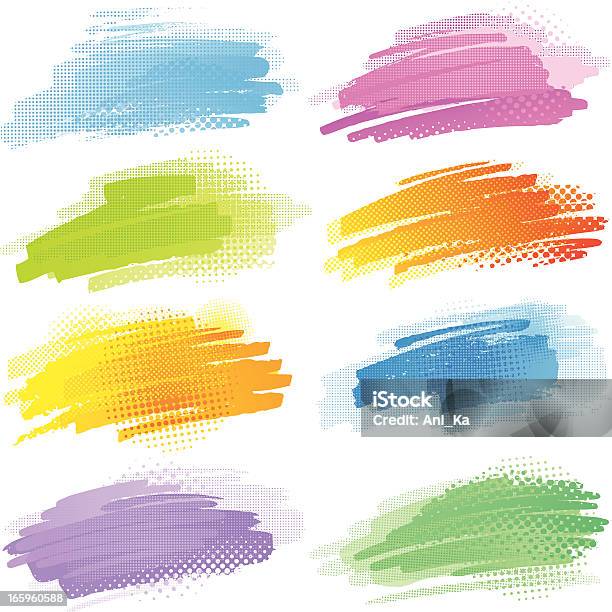다채로운 Strokes 하프톤 패턴 배경-주제에 대한 스톡 벡터 아트 및 기타 이미지 - 배경-주제, 색상 묘사, 색상 이미지