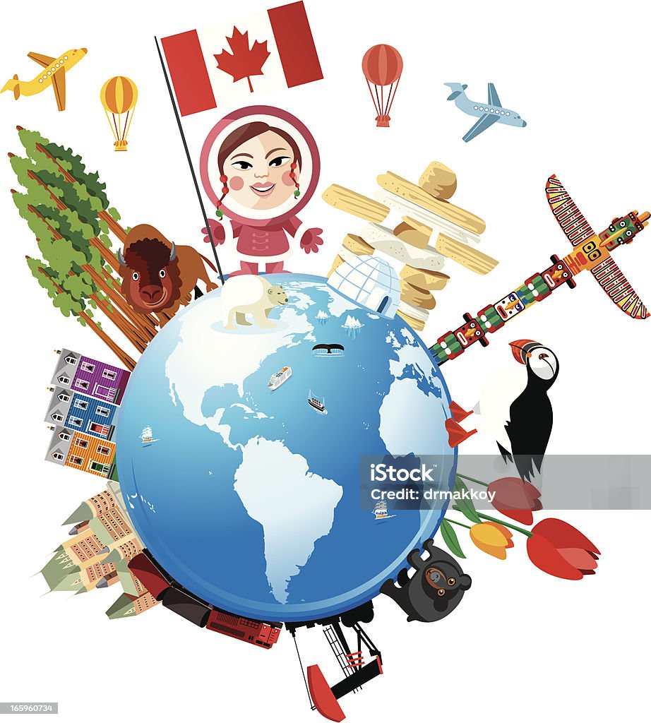 Canada Travel Cartoon Globe - Navigational Equipment stock vector