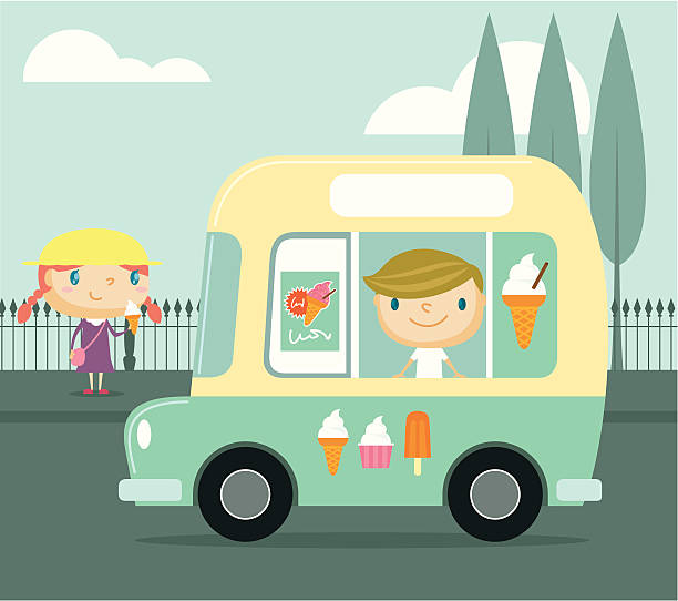 samochód z lodami - ice cream truck stock illustrations